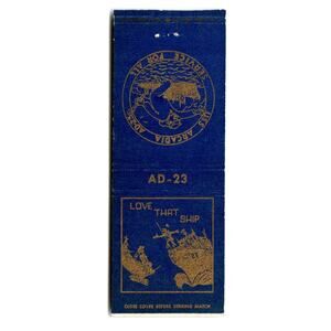 U.S.S. Arcadia AD-25 Navy Ship Military War Boat Matchbook Cover 1940's Naval